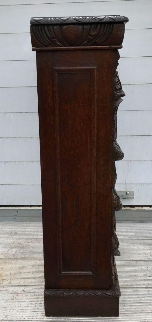 VICTORIAN ENGLISH CARVED OAK BOOKCASE WITH ADJUSTABLE SHELVES - ADDITIONAL PHOTO 9