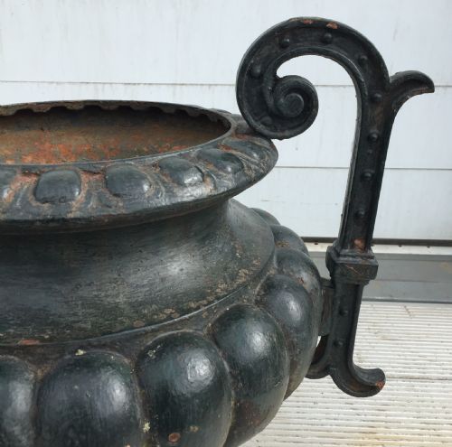 PAIR OF 19TH CENTURY FRENCH CAST IRON URNS - ADDITIONAL PHOTO 9