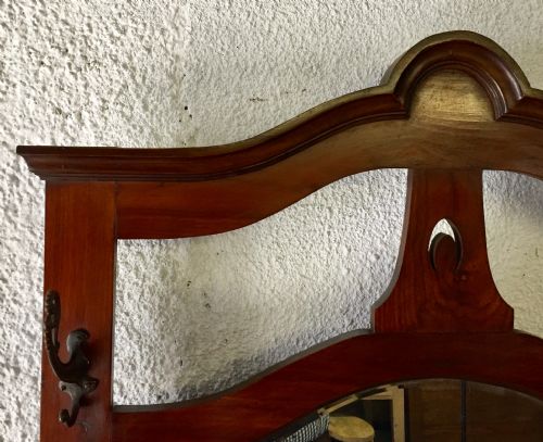 EDWARDIAN MAHOGANY HALL STAND WITH ORIGINAL ART NOUVEAU STYLE HOOKS - ADDITIONAL PHOTO 1