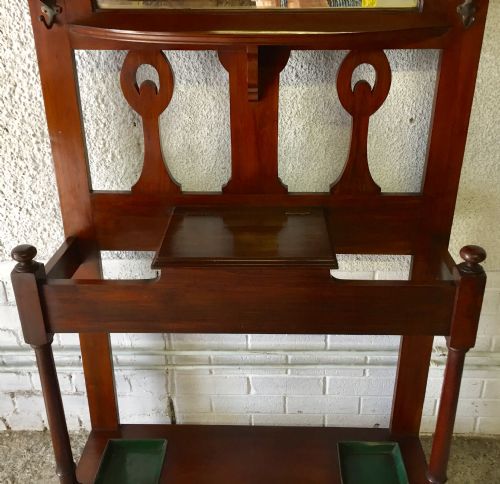 EDWARDIAN MAHOGANY HALL STAND WITH ORIGINAL ART NOUVEAU STYLE HOOKS - ADDITIONAL PHOTO 5
