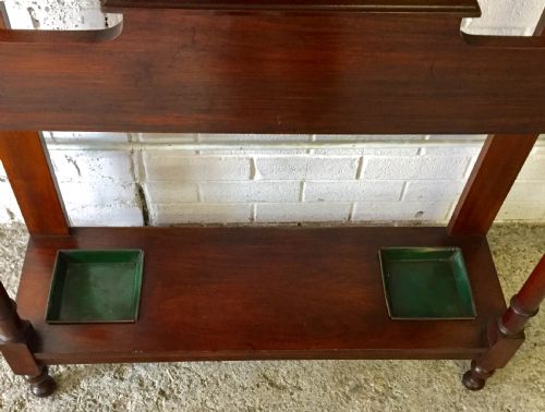 EDWARDIAN MAHOGANY HALL STAND WITH ORIGINAL ART NOUVEAU STYLE HOOKS - ADDITIONAL PHOTO 9