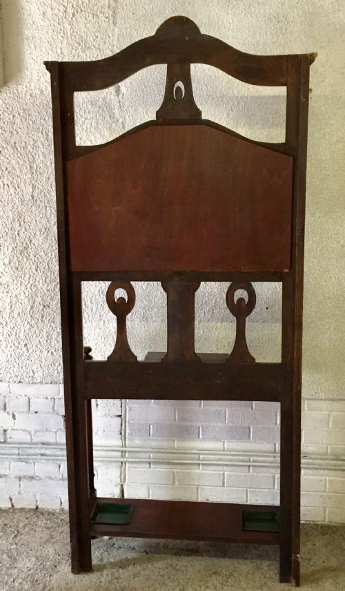 EDWARDIAN MAHOGANY HALL STAND WITH ORIGINAL ART NOUVEAU STYLE HOOKS - ADDITIONAL PHOTO 13