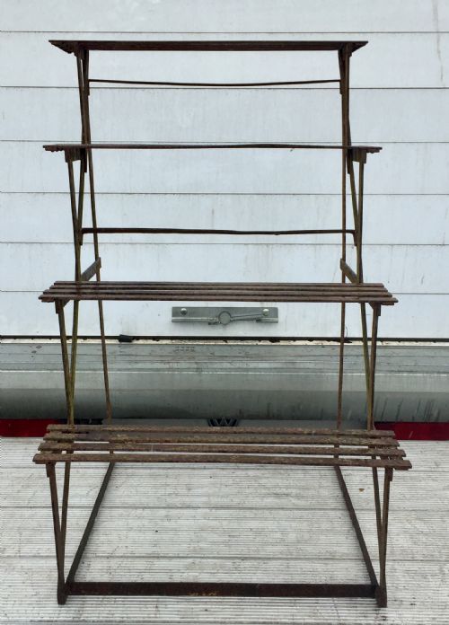 19TH CENTURY WROUGHT IRON PLANT STAND WITH 4 GRADUATED SLATTED SHELVES - ADDITIONAL PHOTO 1