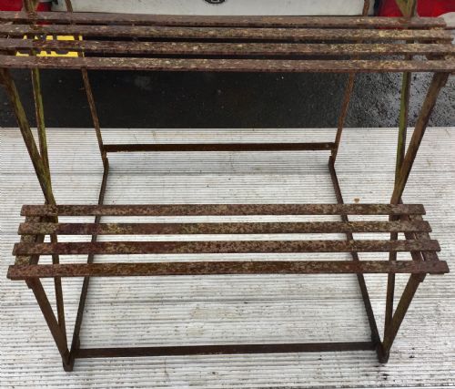 19TH CENTURY WROUGHT IRON PLANT STAND WITH 4 GRADUATED SLATTED SHELVES - ADDITIONAL PHOTO 3