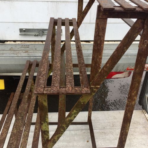 19TH CENTURY WROUGHT IRON PLANT STAND WITH 4 GRADUATED SLATTED SHELVES - ADDITIONAL PHOTO 6