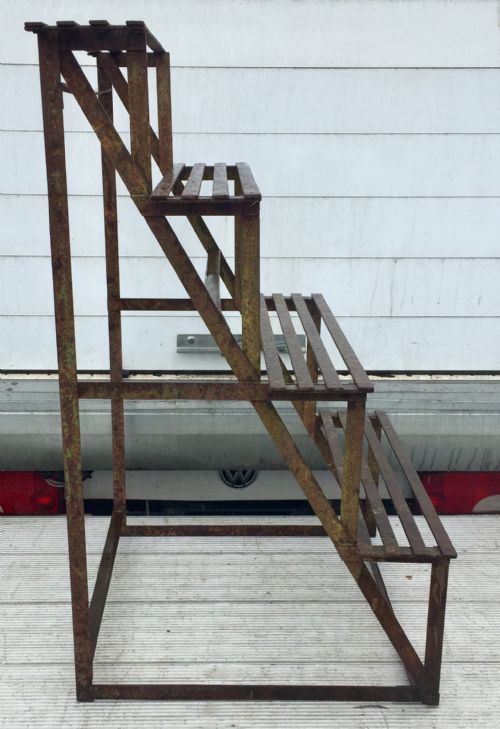 19TH CENTURY WROUGHT IRON PLANT STAND WITH 4 GRADUATED SLATTED SHELVES - ADDITIONAL PHOTO 8