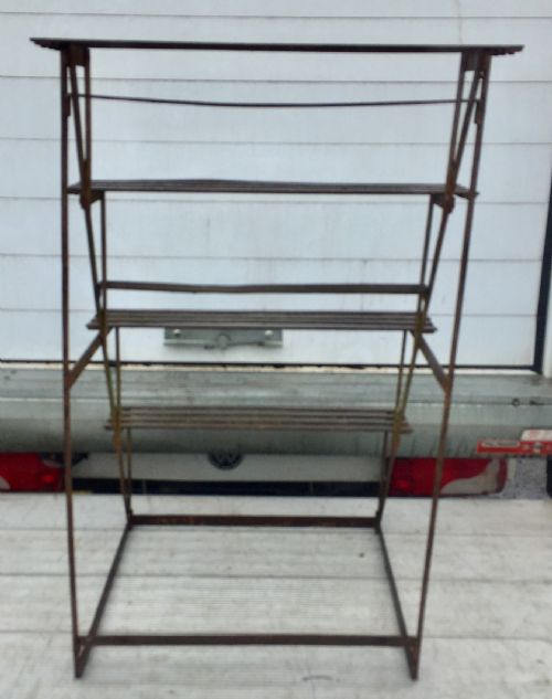 19TH CENTURY WROUGHT IRON PLANT STAND WITH 4 GRADUATED SLATTED SHELVES - ADDITIONAL PHOTO 9