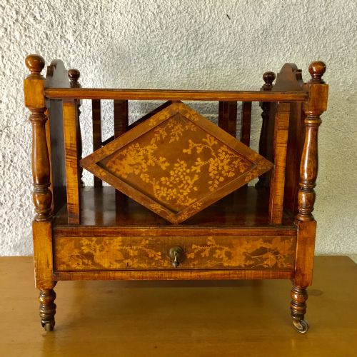 victorian circa 1900 maple wood canterbury with original castors and a very unusual design - CATEGORY: ANTIQUE FURNITURE - DATED 1900