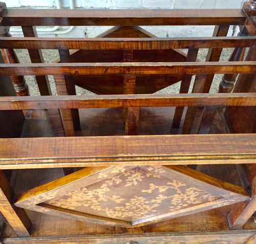 VICTORIAN CIRCA 1900 MAPLE WOOD CANTERBURY WITH ORIGINAL CASTORS AND A VERY UNUSUAL DESIGN - ADDITIONAL PHOTO 27