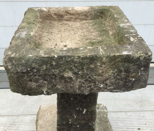 19TH CENTURY HAND CARVED STONE BIRD BATH IN 3 SECTIONS - ADDITIONAL PHOTO 1