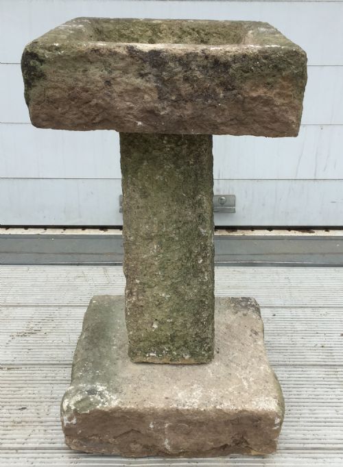 19TH CENTURY HAND CARVED STONE BIRD BATH IN 3 SECTIONS - ADDITIONAL PHOTO 5