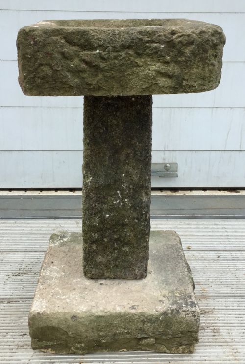19TH CENTURY HAND CARVED STONE BIRD BATH IN 3 SECTIONS - ADDITIONAL PHOTO 6