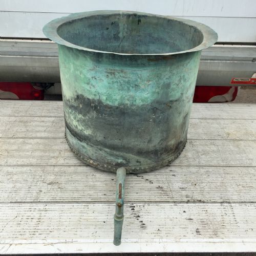 19th century verdigris riveted copper boiler with original tap - CATEGORY: ANTIQUE METAL - DATED 19TH CENTURY
