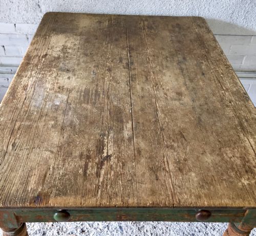 VICTORIAN PINE KITCHEN TABLE WITH SINGLE DRAWER - ADDITIONAL PHOTO 2