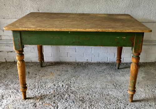 VICTORIAN PINE KITCHEN TABLE WITH SINGLE DRAWER - ADDITIONAL PHOTO 7