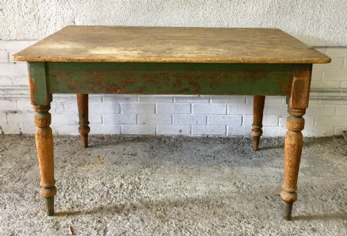VICTORIAN PINE KITCHEN TABLE WITH SINGLE DRAWER - ADDITIONAL PHOTO 8