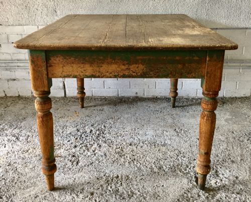VICTORIAN PINE KITCHEN TABLE WITH SINGLE DRAWER - ADDITIONAL PHOTO 9