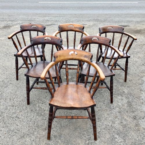 rare set of six 19th century elm and beech elbow chairs - CATEGORY: ANTIQUE CHAIRS - DATED 19TH CENTURY