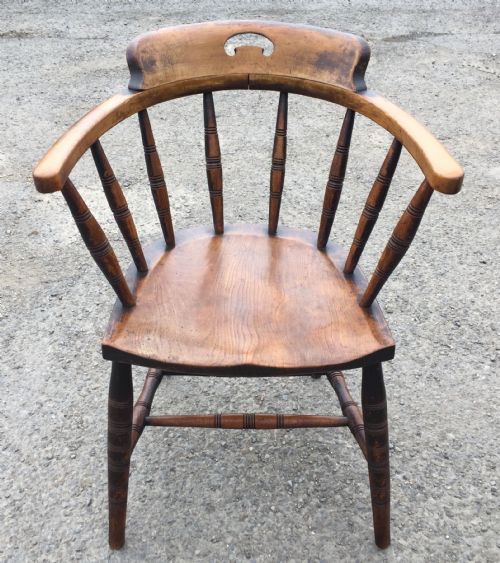 RARE SET OF SIX 19TH CENTURY ELM AND BEECH ELBOW CHAIRS - ADDITIONAL PHOTO 1