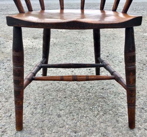 RARE SET OF SIX 19TH CENTURY ELM AND BEECH ELBOW CHAIRS - ADDITIONAL PHOTO 5