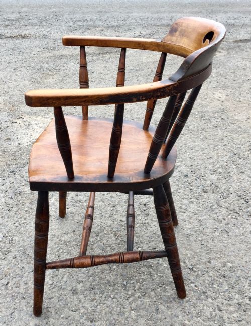 RARE SET OF SIX 19TH CENTURY ELM AND BEECH ELBOW CHAIRS - ADDITIONAL PHOTO 6