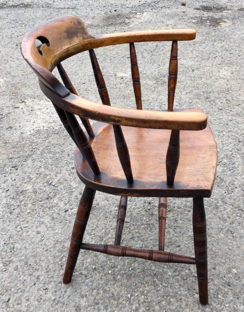 RARE SET OF SIX 19TH CENTURY ELM AND BEECH ELBOW CHAIRS - ADDITIONAL PHOTO 7