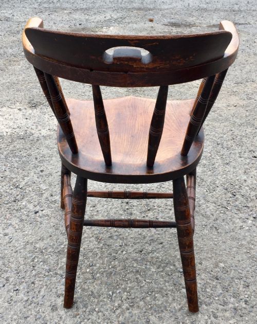 RARE SET OF SIX 19TH CENTURY ELM AND BEECH ELBOW CHAIRS - ADDITIONAL PHOTO 8