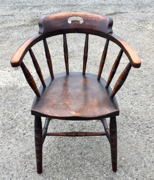 RARE SET OF SIX 19TH CENTURY ELM AND BEECH ELBOW CHAIRS - ADDITIONAL PHOTO 9