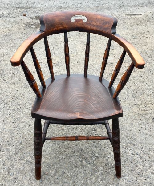 RARE SET OF SIX 19TH CENTURY ELM AND BEECH ELBOW CHAIRS - ADDITIONAL PHOTO 12