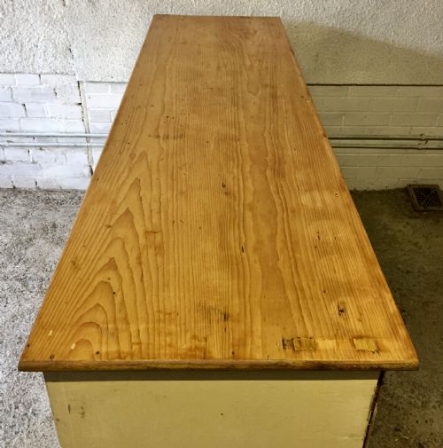 VICTORIAN PINE DRESSER BASE WITH 3 DRAWERS OVER 2 PAIRS OF CUPBOARD DOORS - ADDITIONAL PHOTO 1