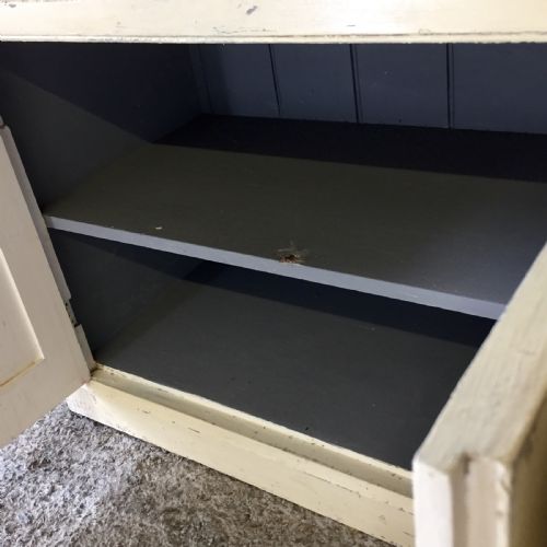 VICTORIAN PINE DRESSER BASE WITH 3 DRAWERS OVER 2 PAIRS OF CUPBOARD DOORS - ADDITIONAL PHOTO 12