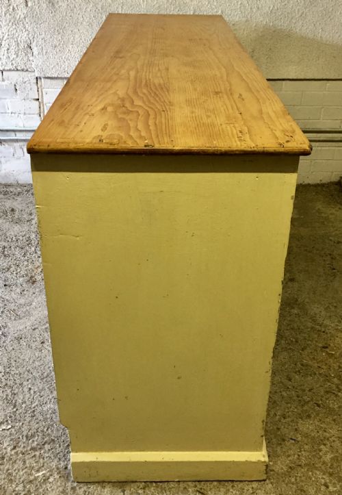 VICTORIAN PINE DRESSER BASE WITH 3 DRAWERS OVER 2 PAIRS OF CUPBOARD DOORS - ADDITIONAL PHOTO 17