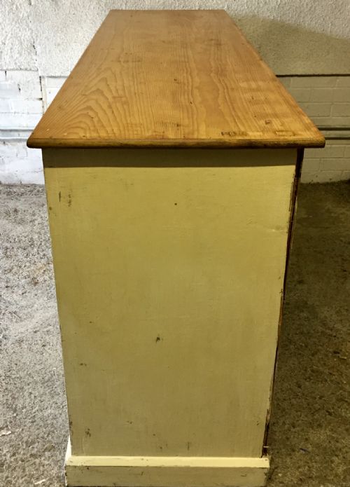 VICTORIAN PINE DRESSER BASE WITH 3 DRAWERS OVER 2 PAIRS OF CUPBOARD DOORS - ADDITIONAL PHOTO 18