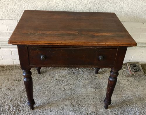 19TH CENTURY PINE KITCHEN PREPARATION TABLE WITH SINGLE DRAWER AND IN ORIGINAL STAIN FINISH - ADDITIONAL PHOTO 1