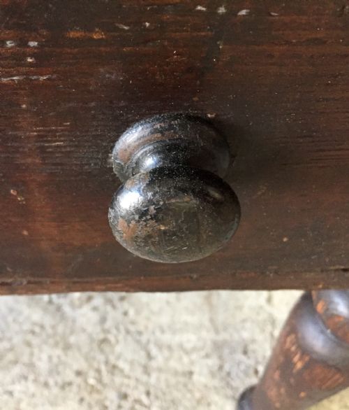 19TH CENTURY PINE KITCHEN PREPARATION TABLE WITH SINGLE DRAWER AND IN ORIGINAL STAIN FINISH - ADDITIONAL PHOTO 5