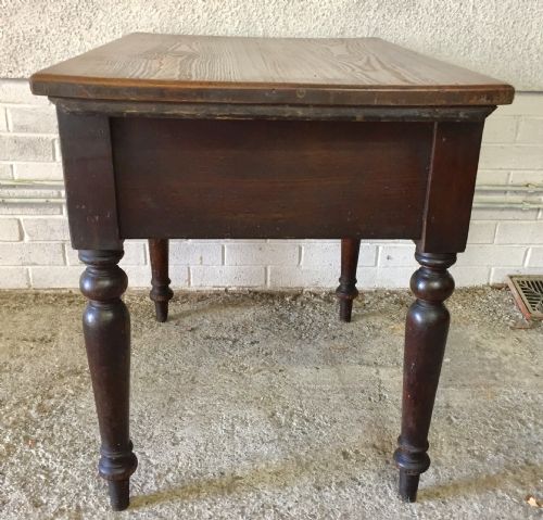 19TH CENTURY PINE KITCHEN PREPARATION TABLE WITH SINGLE DRAWER AND IN ORIGINAL STAIN FINISH - ADDITIONAL PHOTO 8