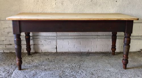 VICTORIAN PINE SCRUB TOP TABLE ON TURNED LEGS - ADDITIONAL PHOTO 11