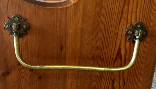 VICTORIAN PITCH PINE PEW WITH ORIGINAL BRASS FOLDING UMBRELLA STICK HOLDER - ADDITIONAL PHOTO 11