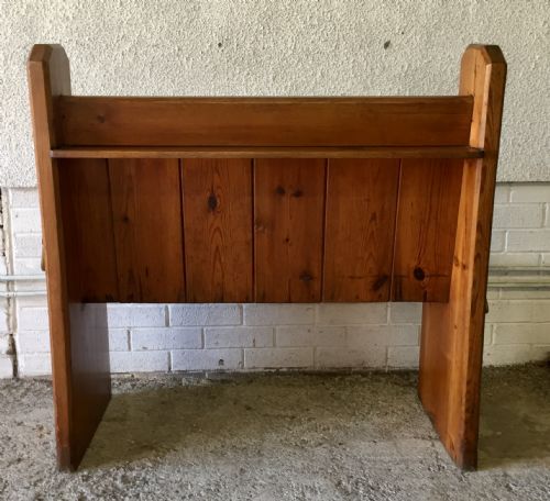 VICTORIAN PITCH PINE PEW WITH ORIGINAL BRASS FOLDING UMBRELLA STICK HOLDER - ADDITIONAL PHOTO 14
