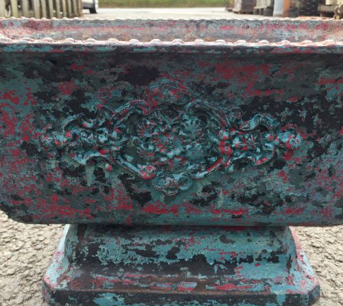 19TH CENTURY FRENCH CAST IRON URN WITH LAYERS OF OLD PAINT - ADDITIONAL PHOTO 2