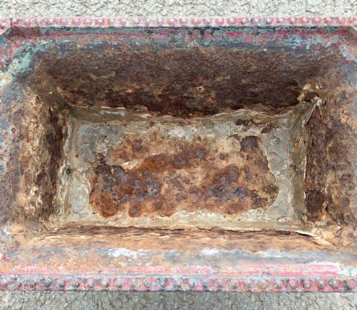 19TH CENTURY FRENCH CAST IRON URN WITH LAYERS OF OLD PAINT - ADDITIONAL PHOTO 5