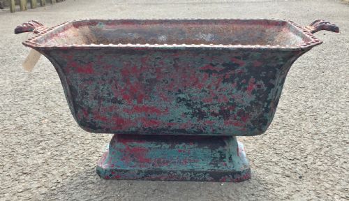 19TH CENTURY FRENCH CAST IRON URN WITH LAYERS OF OLD PAINT - ADDITIONAL PHOTO 8