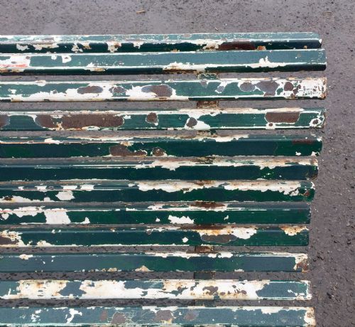 WROUGHT IRON SCROLL BENCH WITH LAYERS OF ORIGINAL PAINT - ADDITIONAL PHOTO 3