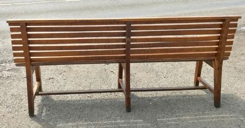 CIRCA 1920'S 30'S SOLID OAK BENCH FROM A BELGIAN RAILWAY STATION - ADDITIONAL PHOTO 8