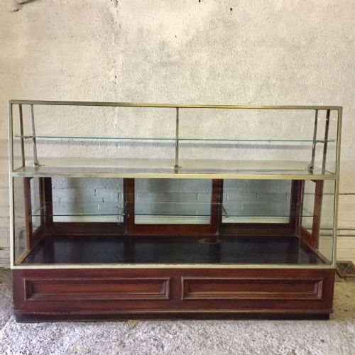 circa 1910 shop display cabinet with marble top on mahogany frame - CATEGORY: ANTIQUE CABINETS - DATED 1910