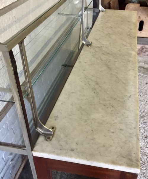 CIRCA 1910 SHOP DISPLAY CABINET WITH MARBLE TOP ON MAHOGANY FRAME - ADDITIONAL PHOTO 9