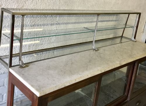 CIRCA 1910 SHOP DISPLAY CABINET WITH MARBLE TOP ON MAHOGANY FRAME - ADDITIONAL PHOTO 11