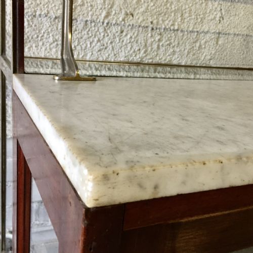 CIRCA 1910 SHOP DISPLAY CABINET WITH MARBLE TOP ON MAHOGANY FRAME - ADDITIONAL PHOTO 12