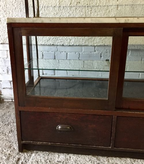 CIRCA 1910 SHOP DISPLAY CABINET WITH MARBLE TOP ON MAHOGANY FRAME - ADDITIONAL PHOTO 14