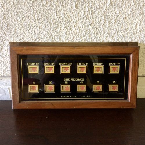circa 1900 servants bell board box in mahogany case with glass panel - CATEGORY: ANTIQUE MISCELLANEOUS - DATED 1900